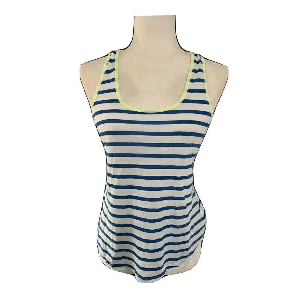 sundry Anthropologie womens white blue yellow striped tank top 0 Xs